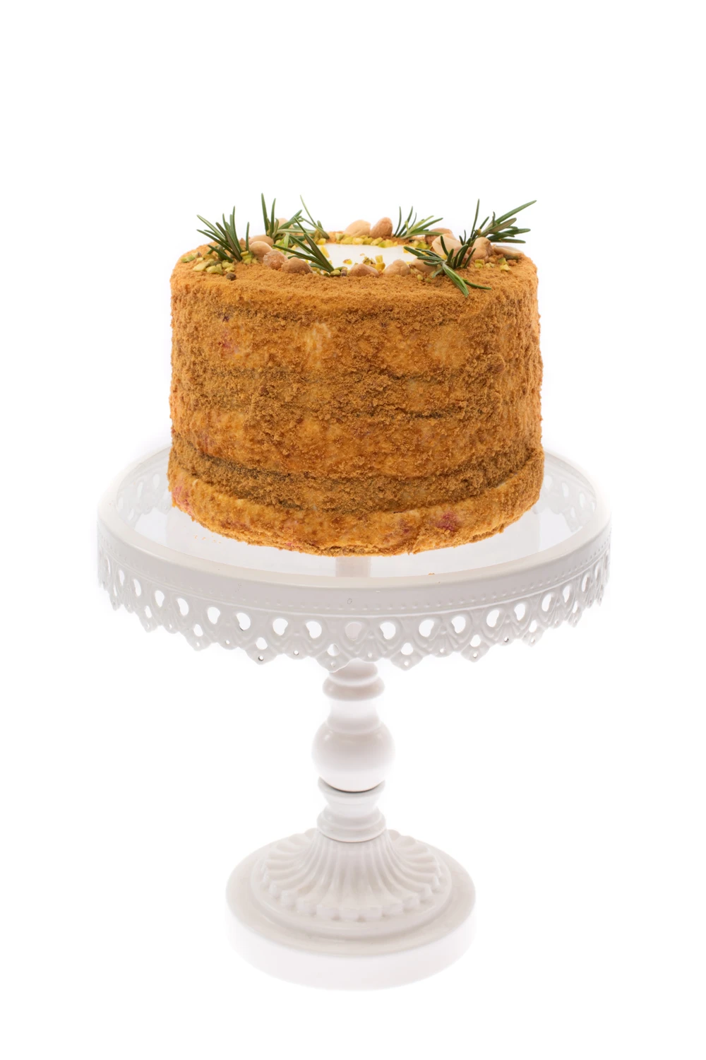 Tort Medovik cu fistic si zmeura